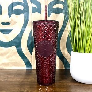 🍷Starbucks 2022 HOLIDAY Merlot JEWELED Cold Cup Tumbler Venti 24oz